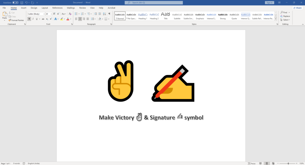 How to make victory ✌️ & signature ✍symbol in MS word